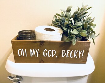 Oh my God Becky toilet paper holder. Toilet paper box. Toilet paper storage. Toilet box. Brown bow bathroom storage.