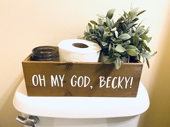 Oh my God Becky toilet paper holder. Toilet paper box. Toilet paper  storage. Toilet box. Brown bow bathroom storage.