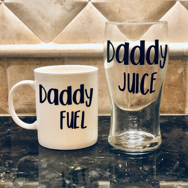 Bicchiere da pinta Daddy Juice e tazza da caffè Daddy Fuel, regalo per la festa del papà
