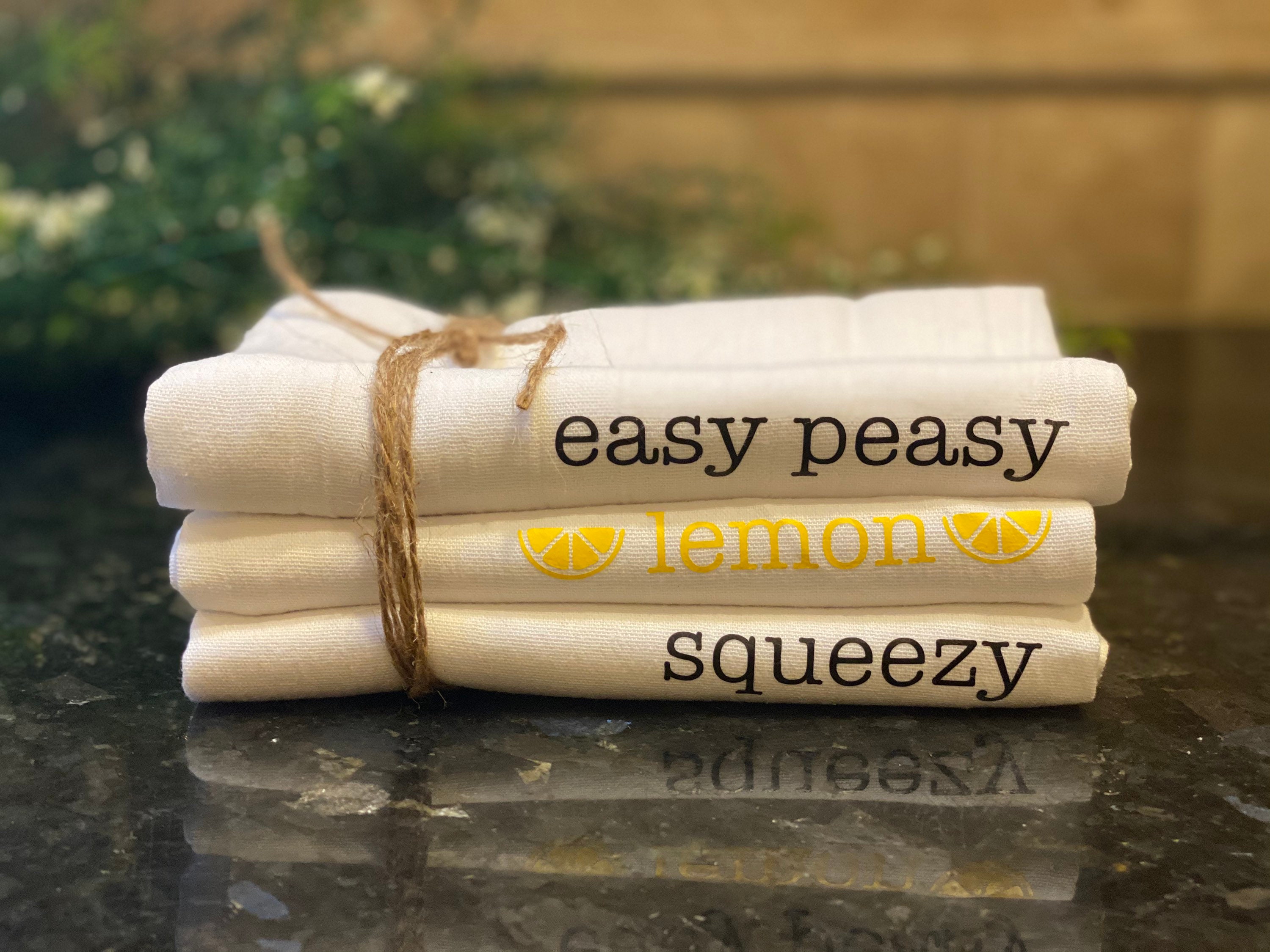 Easy peasy lemon squeezy tea towels. Set of three. Lemon tea | Etsy
