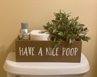 Funny Bathroom Sign: Toilet Paper Holder & Storage Box