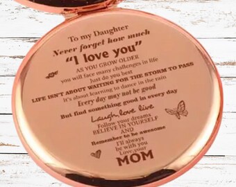 Espejo compacto de oro rosa: Para mi hija, te quiero, mamá