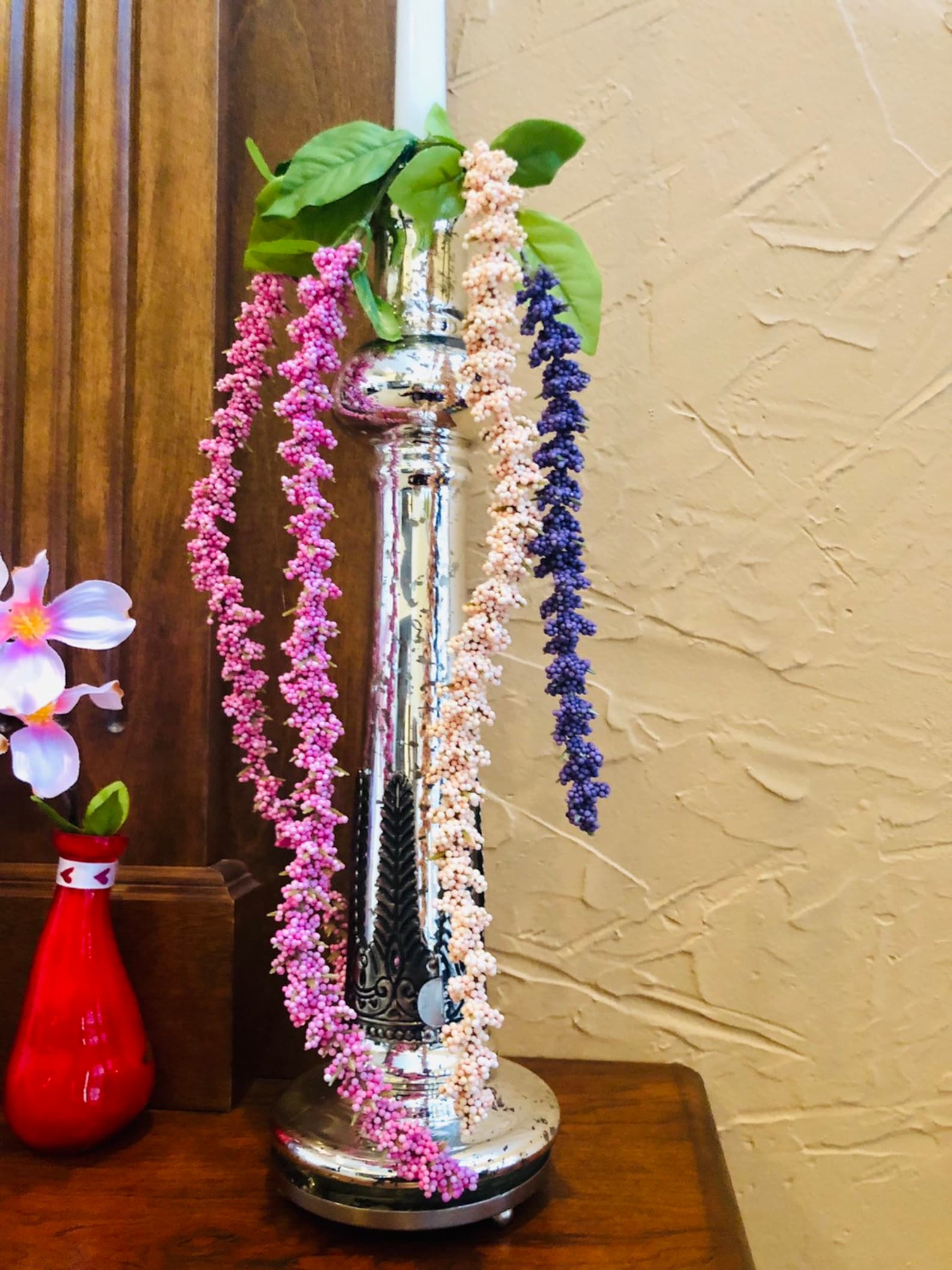 Spring Taper Candle Rings. Set of Three. Purple and Pink Etsy