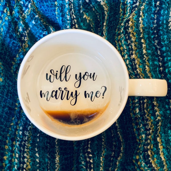 Will you marry me coffee mug. Secret message mug. Engagement idea. Wedding. Couples mug. Fiancé cup