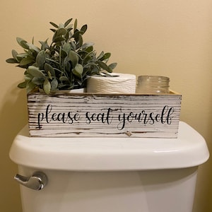 Please seat yourself toilet paper holder. Toilet paper box. Toilet paper storage. Toilet box.