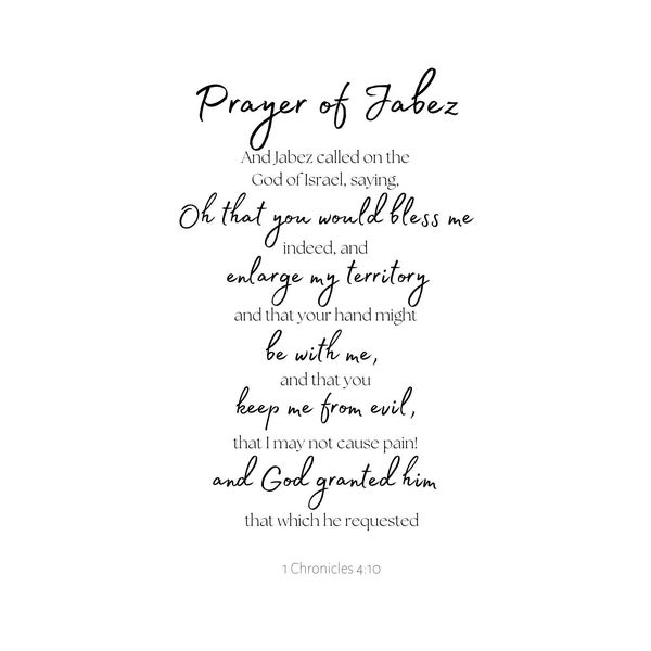 Prayer Of Jabez, 1 Chronicles 4:10.  Scripture Wall Art, Christian Wall Art Bible Verse Sign, Christian Gift, Scripture Artwork,Prayer Print