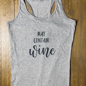 Wine Lover Tank Top: Gray Racerback Sleeveless Shirt