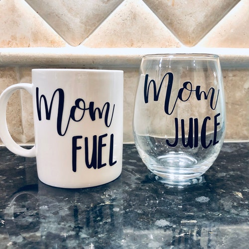Mom Juice Mom Fuel Stemless Wine Glass and Coffee Mug. Etsy