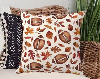 Fall Football Pillow Cover: Autumn Leaves Throw Pillow (18 inch)