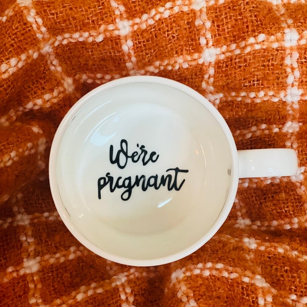 We’re pregnant secret message mug. Pregnancy announcement. Hidden message cup. Pregnant gift. Baby announcement.