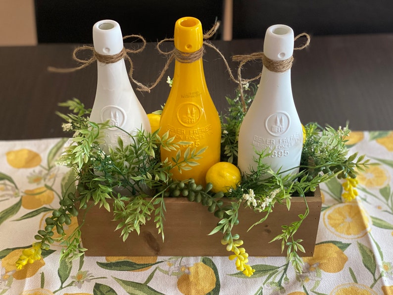 Fresh lemonade centerpiece. Lemon kitchen decor. Citrus kitchen decor. Lemons and succulents. Kitchen centerpiece. Lemon centerpiece. image 2