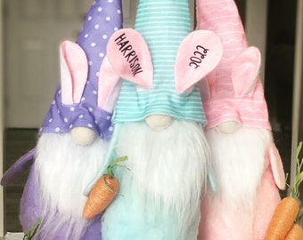 Personalized Easter Bunny Gnome: Pink, Blue, Purple - Easter Basket Idea