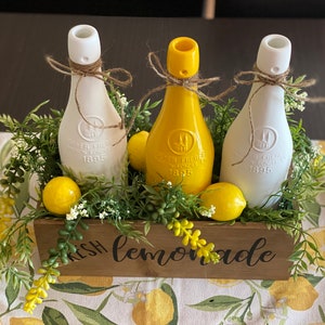 Fresh lemonade centerpiece. Lemon kitchen decor. Citrus kitchen decor. Lemons and succulents. Kitchen centerpiece. Lemon centerpiece. image 5