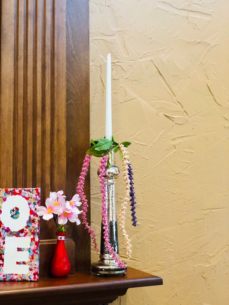 Spring Taper Candle Rings. Set of Three. Purple and Pink Etsy