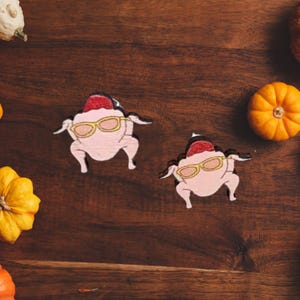 Thanksgiving Turkey Head Stud Earrings: Wooden Friends Inspired