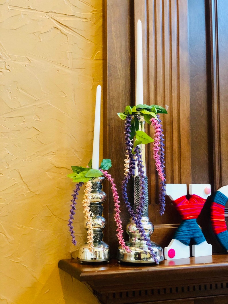 Spring Taper Candle Rings. Set of Three. Purple and Pink Etsy