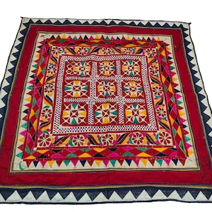 Tapiz de pared Banjara étnico kutchi multicolor, tapiz de pared Banjara boho vintage bordado Rabari, tapiz indio, tapiz de pared,
