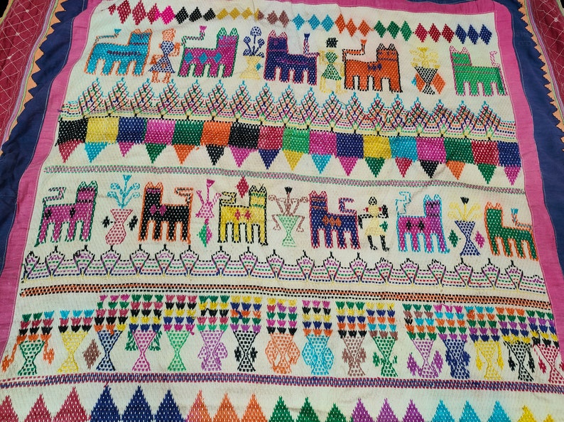 Antique Banjara Wall Hanging Chamba Rumal Figure Work Ethnic Kutchi ...