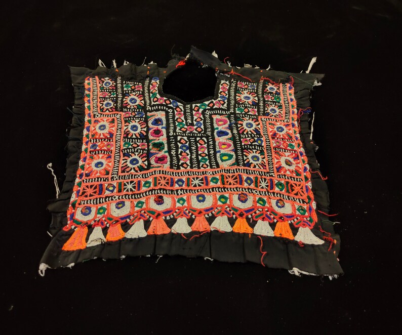 banjara patch yoke afghani dress yoke Traditional Art Embroidery Indian Vintage Kutch Embroidered Mirror work Yoke Neck Patches Boho Hippie