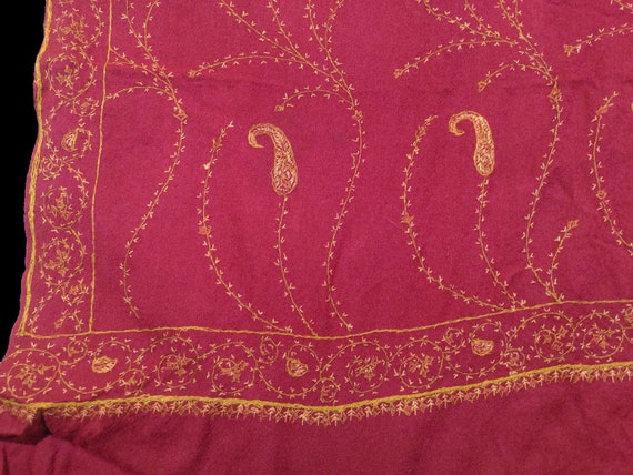 woolen Vintage Pashmina Kashmiri Scarf embroidery… - image 7