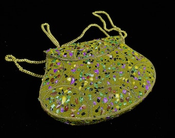 Bolso de mano étnico de metal, bolso de mano con cuentas multicolores y piedras, adornado con mosaico, cartera antigua, bolso de fiesta para mujer, caja de boda