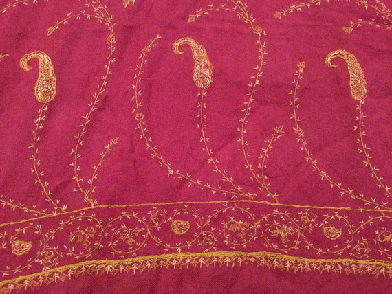 woolen Vintage Pashmina Kashmiri Scarf embroidery… - image 8
