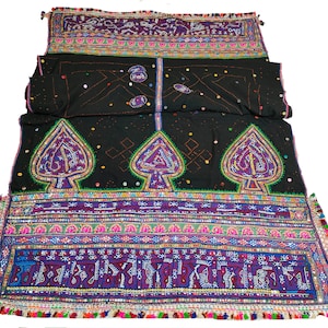 banjara Shawl Kutchi Woolen Rabari Tribal Ethnic Stole dupatta , Kutch Hand Work Tribal Woolen Embroidery Dhabdi, Indian Traditional Dupatta