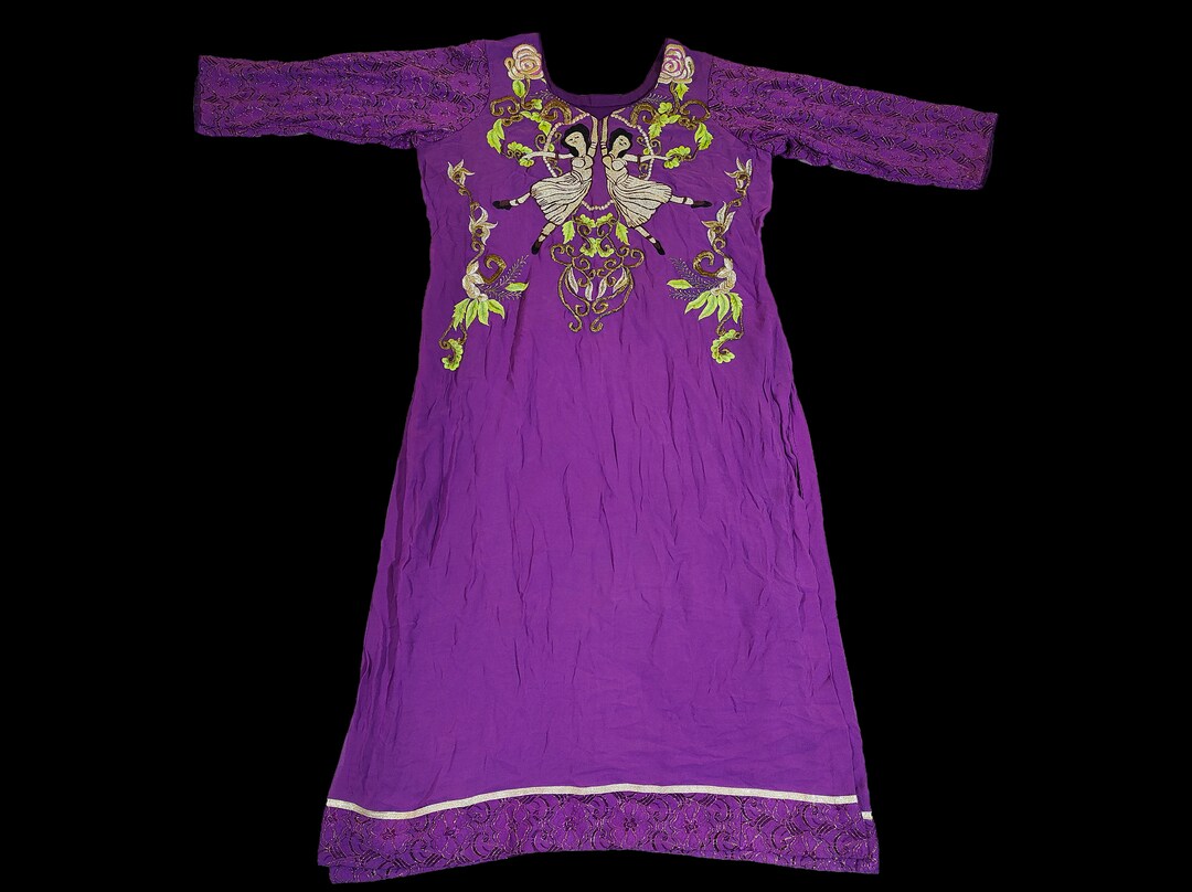 Vintage Embroidery Dress Handmade Kurta , Embroidered Kurtigujarati