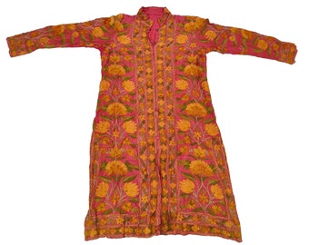 Kashmiri dress, Kashmiri Kalamkari very soft and comfortable long Tunic for Women party casual wear, Kashmiri Kurta Floral Embroidered dress