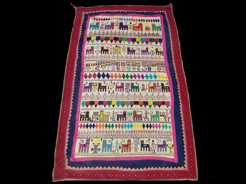 Antique Banjara Wall Hanging Chamba Rumal Figure Work Ethnic Kutchi ...