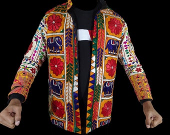Rabari keriya jacket, Boho Jacket,Rare Vintage Rabari Embroidery Jacket,Tribal Rabari jacket top,Vintage Handmade Embellished banjara jacket
