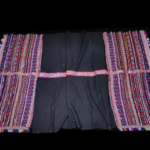 banjara Kuchi Woolen Rabari Tribal Ethnic Wrap Stole Shawl, Kutch Hand Work Tribal Woolen Embroidery Dhabdi, Indian Traditional Dupatta art
