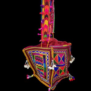 Banjara Tasche Lambani Gala Antike Tasche , Patchwork reale Spiegelarbeit Handtasche , Boho Karnataka Stickerei Banjara Stammes Antike Umhängetasche