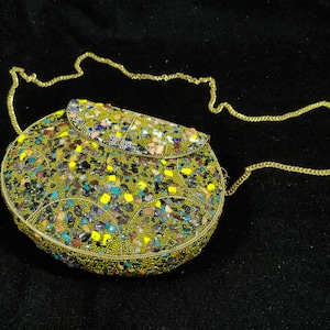 clutch Ethnic Metal Bag Overseas Multicoloured Beads & Stone Embellished mosaic clutch Antique Wallet purse party bag for women Wedding Box