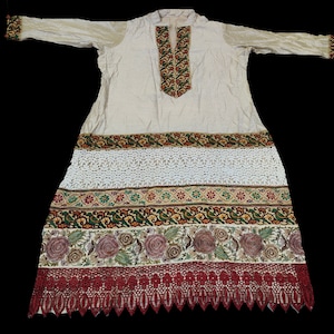 Vestido kurta hecho a mano con bordado vintage, kurti bordado a mano gujarati, kurti bordado a mano kutch indio, kurti bordado a mano, túnica superior