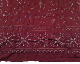 Vintage Kantha hand Work dupatta scarf , Bengal Pure Kantha Stitch embroidered Fabric antique stole , Dress Making Curtain Home