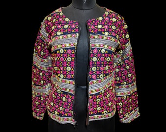 Banjara Jacke, Boho Jacke, seltene Vintage Rabari Stickerei Jacke, Tribal Rabari Jacke Vintage Handgemachte verzierte Banjara-Jacke