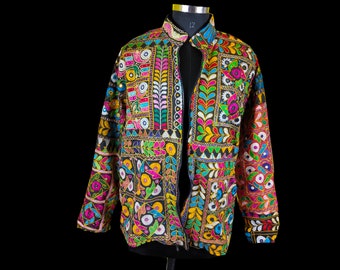 Banjara Jacke, Boho Jacke, seltene Vintage Rabari Stickerei Jacke, Tribal Rabari Jacke Vintage Handgemachte verzierte Banjara-Jacke