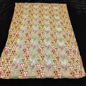 Indian wedding,zari Hand Embroidered Vintage Long Stole, Wrap, Dupatta multi Color ,Vintage Dupatta  Long Scarf Net Hand Beaded Used Stole