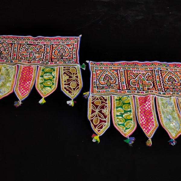 Set Of 2 Banjara wall hanging ethnic kutchi multicolor, Banjara tapestry boho wall hanging vintage Rabari embroidery, Indian tapestry,