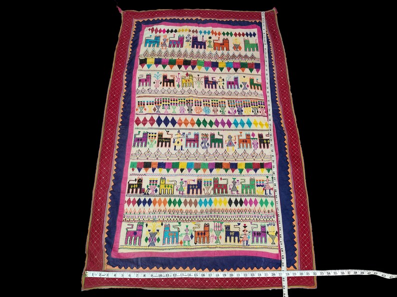 Antique Banjara Wall Hanging Chamba Rumal Figure Work Ethnic Kutchi ...