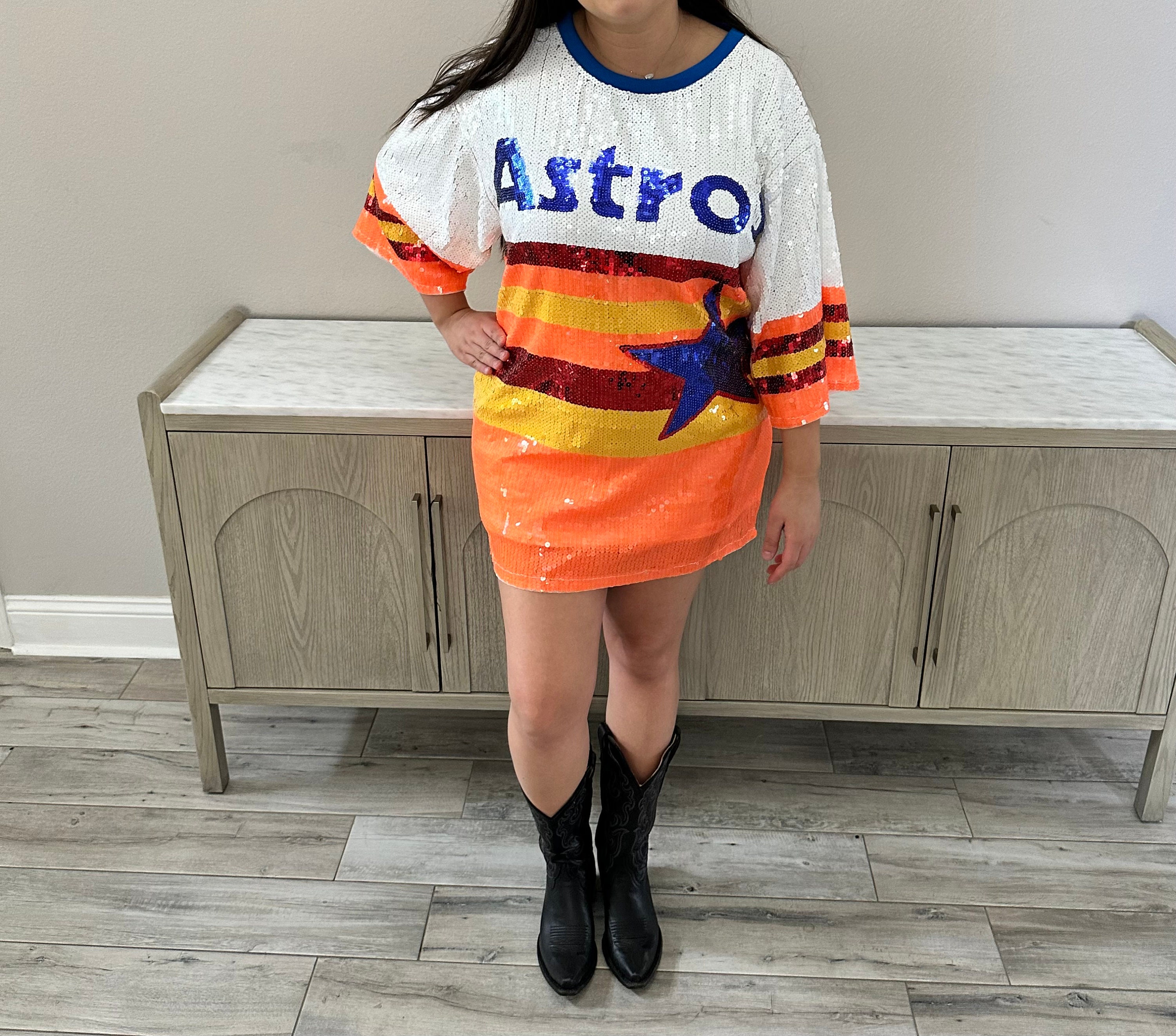 G-III Women's Houston Astros Cooperstown Glitter Tri-Blend T-Shirt,  Orange