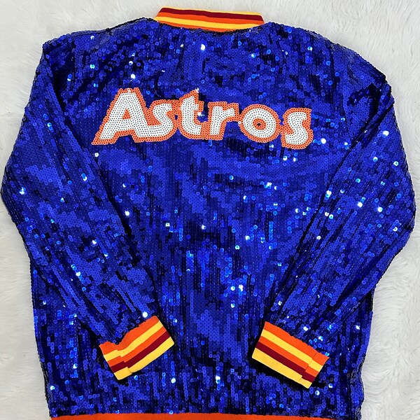 Houston Baseball Sequin Jacket| FREE SHIPPING| Blue| Sequin Jacket| Women's Sequin Jacket| Bling |Baseball Sports|