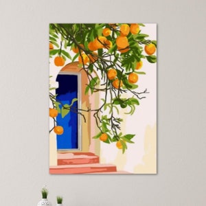 Kit de pintura por números para adultos, pintura moderna de naranjo, arte de pared mediterráneo, regalo para artesanos, acrílico, bricolaje, regalo de Navidad, Europa 203