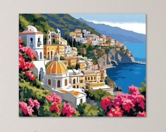 Paint By Numbers Kit For Adults Amalfi Coast Italy View Diy Painting Kit Italian Art Travel Gift Acrylic Painting By Number Gift 194