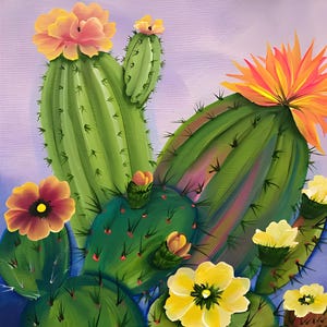 Kit di pittura con i numeri per adulti Cactus Dipingi con i numeri Fai da te Attività di consapevolezza Fiore succulento Set di colori fino a 48 colori 97
