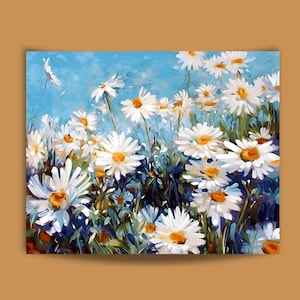 Kit di pittura con i numeri per adulti, campo di margherite, kit di pittura acrilica floreale, regalo di Natale, kit fai da te di arte floreale, regalo per ragazze 05