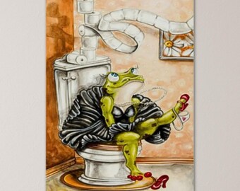 Verf op nummer voor volwassenen grappige girly kikker in het toilet schilderij kit cadeau voor vrienden diy acryl schilderij set cadeau voor knutselaars 141