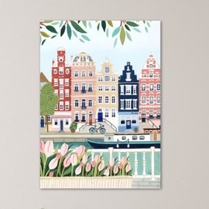 Kit de peinture à numéros Amsterdam by the River pour adultes Cadeau d'art de la ville Pays-Bas Paysage Peinture acrylique Europe Coffret 131