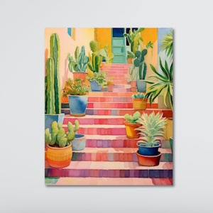 Kit di pittura con i numeri per adulti, piante da appartamento, fiori, scale, paesaggio mediterraneo, kit di pittura italiana, regalo per artigiani, arredamento per la casa 134